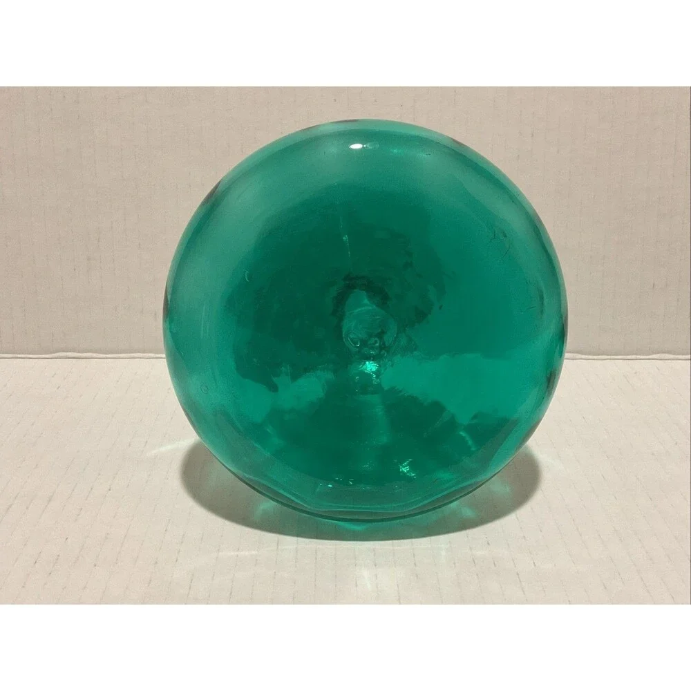 Vintage MCM Art Glass Genie Bottle Decanter Emerald Green